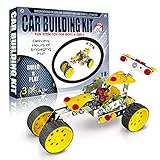 3 Bees & Me STEM Car Building Erector Toy Kit | Educational Metal Project for Boys and Girls Aged 8-11 Years Old (Ages 6-7 with Help) Beginner Gift Set for STEM Learning and Junior Engineers
