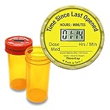 TimerCap Automatically Displays Time Since Last Opened - Built-in Stopwatch Smart Pill Bottle Cap Medication Reminder Case (Qty 2-1.8 oz Amber Bottles) EZ-Twist