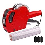 MX-5500 8 Digits Price tag Gun with 5000 Sticker Labels and 3 Ink Refill, Label Maker Pricing Gun Kit Numerical Tag Gun for Office, Retail Shop, Grocery Store, Organization Marking (Red)
