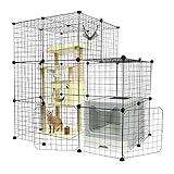 BreeRainz Cat Cage Large Indoor DIY Design Pet Home Small Animal House Detachable Playpen with 2 Doors 3 Tiers for Playing and Sleeping,41.3 x 27.6 x 41.3 Inch,Black