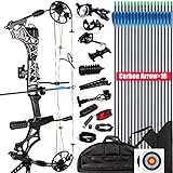 XGeek Compound Bow Kit, Hunting and Target, 320 Fps Speed, with All Accessories,Limb Made in USA,10 Gears Adjustment Range,Draw Weight 30-70 lbs, Draw Length 19-31'