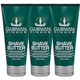 CLUBMAN Pinaud Shaving Butter - Shaving Cream with Shea and Cocoa Butter 177 ml / 6 fl oz - 3 PACK