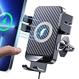 Wireless Car Charger, MOKPR 15W Fast Charging Auto-Clamping Car Charger Phone Mount Air Vent Cell Phone Holder Compatible iPhone 15/14/13/13 Pro/12 pro/12/11/X/8, Samsung Galaxy S23/S22/S21/S20, etc