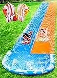 JOYIN 32.5ft Extra Long Water Slide and 2 Inflatable Boards, Heavy Duty Lawn Water Slides Double Waterslide Slip with Sprinkler for Kids Adults Backyard Summer Water Toy Outdoor Fun