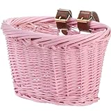 Yopay Bike Basket for Girls, 9.4 in Kids Bicycle Basket Front Handlebar for Balance Bike, Tricycle, Scooter Water Resistant, Adjustable Leather Straps Bin for Arts and Crafts