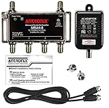 4-Port Cable TV/Antenna/HDTV/Internet Digital Signal Amplifier/Booster/Splitter with Passive Return, Black Coax Power Cable, F59 Terminators (Antronix MRA4-8)