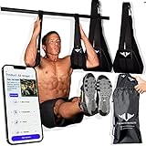 Vikingstrength AB straps - Premium Padded Home Gym Exerciser Ab Slings pair for pull up bar - Hanging Leg Raiser Fitness for six pack - Workout Equipment for Men & Women + Bonus Bag + V-Strength Workout App