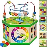 V-Opitos Learning Toys for Toddler 1+ Years Old, 7 in 1 Wooden Activity Cube, Montessori Early Educational Toys for Baby, 12-18 Months, Ideal First Birthday Gifts for Kids Boys