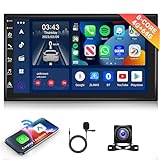 Podofo 8-core 4+64G Android Car Stereo Double Din Radio with Wireless Carplay/Android Auto 7 Inch IPS Touch Screen Headunit Support Mirror Link/GPS/Bluetooth/ 4G WiFi/DSP/AM FM/HD Backup Camera