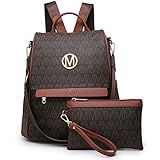 MKP Women Fashion Backpack Handbags Purse Anti-theft Rucksack Designer Travel Bag Ladies Shoulder Bags with Matching Wristlet (Coffee)