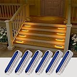 DetarZinLED 6Pack Solar Deck Lights Outdoor Waterproof led,Stick On Solar Outdoor Lights,Solar Step Lights,Deck Lights Solar Powered,Solar Light Bar for Stairs,Driveway,Walkway,Pathway,Dock,Porch