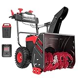 PowerSmart Self-Propelled Cordless Snow Blower Included Battery and Charger, 24-Inch, 80-Volt, 2-Stage Snow Thrower with Steel Auger