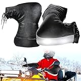 PAMASE Upgraded ATV Gloves - Thick Large 4 Fixed Hand Muffs for Four Wheeler Snowmobile Motorcycle, Handlebars Mitts Waterproof PU Warmers Accessories for Winter Adults Men Women