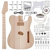 ZEFF DIY Electric Guitar Kit with Basswood Body,6 Strings Electric Guitar Kits W/Maple Neck, Rosewood Fretboard, H-H Pickups, All Accessories Included
