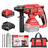 Cordless Rotaty Hammer Drill - MPT 21v Cordless 7/8’’-SDS Plus Brushless Rotary Hammer Drill with Safety Clutch, 4.0Ah Battery, Fast Charger & Tool Bag, 4 Functions Variable Speed