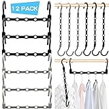 12 Pack Stronger Closet Organizers and Storage Space Saving Clothes Hanger with 5 Holes ,College Dorm Room Essentials Magic Closet Organization