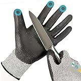 Kebada Cut Resistant Gloves, ANSI A2 Cutting Gloves, PU Coated Anti Cut Gloves C2, Touchscreen, Multi-Purpose, 1 Pair, Medium