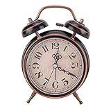 Fdit Mechanical Alarm Clock, 4' Retro Mechanical Alarm Clock with Night Light Manual Wind Up Clock Double Twin Bell(Black)