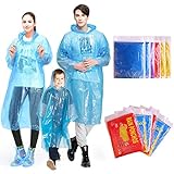 INNOCHEER Rain Ponchos Pack of 12, Disposable Poncho for Kids and Adults Family