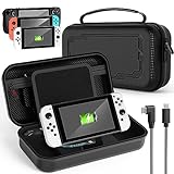 FYOUNG Stand Charging Case Bag Compatible with Nintendo Swicth/ Switch OLED/ Steam Deck/ Split Pad Pro Build-in 10000 mAh Recharge Battery and 12 Game Card Holders, Handheld Travel Carrying Case Bag Power Bank Storage Case for Switch OLED