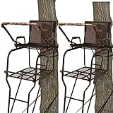 Big Game Hunter HD Camouflage 1.5 Deer Hunting 18.5 Foot 1 Person Adjustable Ladder Tree Stand (2 Pack)