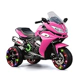 12V Kids Ride On Motorcycle, 390W x2 Electric Ride On Motorcycle with 3 Light Wheels, LED Lights, Music,USB,MP3, One Button Start,1.8-3.2 MPH Speed,Gift for Children Boys Girls,66LBS(41.5x19x30) Pink