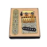 Alnicov 6 Strings Saddle Bridge Plate, 3 Way Switch Control Plate, Neck Pickup Set for Fender Telecaster Electric Guitars Replacement Parts - Gold