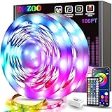 ZOZOO 100ft Led Lights for Bedroom(2 Rolls of 50ft), Smart RGB Led Strip Lights with 44-Key Remote & APP Control Music Sync with Color Changing for Home Party Festival Decoration