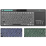 (Dual Mode) Rii RT518S Wireless and Bluetooth 2-LED Color Backlit Multimedia Keyboard with Multi-Touch Big Size Trackpad,Rechargable Keyboard for Android TV Box,PC,Tablets,Smart TV, HTPC, IPTV,Windows