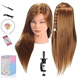 Mannequin Head, Mannequin Head with Hair, Manicanequin Head with Hair, Doll Head for Hair Styling, Beauty Star 20 Inch Long Gold Hair Cosmetology Manikin Training Head Model, Hairdressing Styling Practice Heads with Table Clamp and Braiding Kit