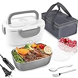 FVW Electric Lunch Box Food Heater, 3 in 1 Portable Food Warmer Lunch Box for Car & Home, Leak Proof, Lunch Heating Microwave with 304 Stainless Steel Container 1.5 L, 110V/12V/24V