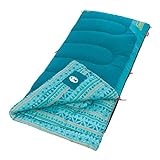 Coleman Kids 50°F Sleeping Bag, Comfortable Youth Sleeping Bag for Sleepovers & Camping, Fits Children up to 5ft Tall, Glow in the Dark Design, Stuff Sack Included, Machine Washable