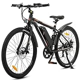 ECOTRIC 26' Electric Bike Bicycle 350W Large-Capacity 36V/12.5Ah Removable Battery 20MPH Electric Mountain Bike Adults Ebike Shimano 7 Speed Gears UL Certified E-Bike (Black)