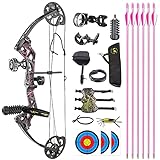Archery Compound Bow, Compound Bow and Arrow for Youth, Beginner, Adults, Compound Bow Set with Archery Hunting Equipment, 17'-27' Draw Length, 10-30Lbs Draw Weight, 260fps IBO, Bow Only 2.54Lbs