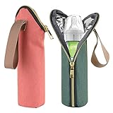 Beautyflier Baby Bottle Tote Bags, Travel Carrier Holder, Portable Breastmilk Storage, Suitable for Dr. Brown’s 2oz, 4oz, 8oz, Narrow (Green + Orange)