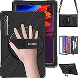 BRAECN Galaxy Tab S7 Plus Case,Galaxy Tab S7+ Case,Heavy Duty Shockproof Case with S Pen Holder Hand Strap Kickstand Shoulder Strap for Samsung Tab S7 Plus 12.4 Inch 2020 SM-T970 SM-T975/T976-Black