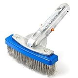 Aquatix Pro Heavy Duty Pool Brush, Durable 5' Swimming Pool Cleaner Brush Best for Tackling Stubborn Stains, Aluminium Handle & Stainless Steel Bristles, Suitable for Concrete & Gunite Pools.