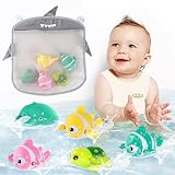Baby Bath Toys, 6 Pack Cute Swimming Fish Bath Toys for Kids Ages 1-3, Floating Wind Up Toys for 1 Year Old Boy Birthday Gift, New Born Baby Bath Tub Toys, Preschool Toddler Bath Toys