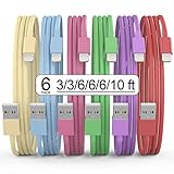 [Apple MFi Certified] iPhone Charger, 6Pack(3/3/6/6/6/10 FT) Lightning Cable Apple Charging Fast High Speed USB Compatible 14/13/12/11 Pro Max/XS MAX/XR/XS/X/8-multicolor