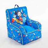 Idea Nuova Disney Mickey Mouse Kids Nylon Bean Bag Chair with Piping & Top Carry Handle
