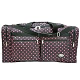 'E-Z Tote' Polka Dots Duffle Bag/Gym Bag/Travel Bag Size 30' with 4 Colors (Black/Pink Dots)