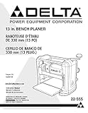 Instruction Manual for Delta 22-555 Planer Owners Instruction Manual Reprint