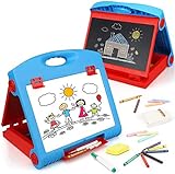 STEAM Life Tabletop Easel For Toddler -Chalkboard White Board for Kids - Dry Erase - Portable Desktop Easel and Art Set for Toddlers and Kids 3 4 5 6 7
