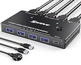 8K USB 3.0 KVM Switch HDMI 2 Port 8K@60Hz 4K@120Hz,Camgeet HDMI 2.1 KVM Switch for 2 Computers Share 1 Monitor and 4 USB 3.0 Devices,HDCP 2.3, HDR 10,with Wired Remote and 2 USB3.0 Cable