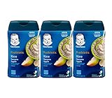 Gerber Baby Cereal Probiotic Rice Banana Apple Baby Cereal Canister, 8 oz (Pack of 3)