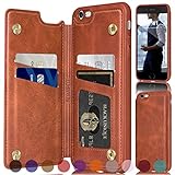 SUANPOT for iPhone 6 Plus/6S Plus Wallet case with RFID Blocking Credit Card Holder,Flip Book PU Leather Phone case Shockproof Cover Cellphone Women Men for Apple 6Plus 5.5' case Wallet Light Brown