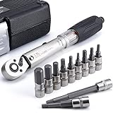 Bikehand 1/4 Inch Drive Click Torque Wrench Set – 2 to 24 Nm – Bicycle Maintenance Kit for Road & Mountain Bikes, Motorcycle Multitool - Includes Allen & Torx Sockets, 4mm 5mm Extension Bar & Storage