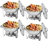 SUPER DEAL Full Size Round Chafing Dish 5 Quart Stainless Steel Tray Buffet Catering, Dinner Serving Buffer Warmer Set