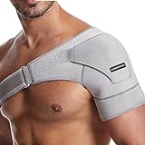 Komoko Shoulder Brace, Rotator Cuff Support Brace with Ice Pack Insertion Capability, Pressure for Preventing Strains and Dislocation, Alleviating Shoulder Pain, Adjustable Fit for Men and Women