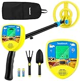 Metal Detector for Kids, Kids Metal Detector with Pinpoint Mode, LCD Display & Buzzer, Waterproof Coil, 25'-32' Adjustable Stem, Lightweight, for Treasure Hunting Beginners, Junior & Youth - Yellow